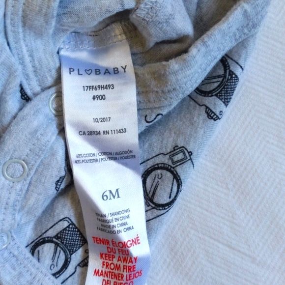 petit lem camera print short sleeve bodysuit diaper shirt 6 months baby unisex - Picture 5 of 6